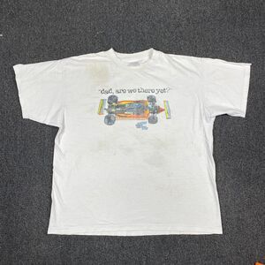 VTG Dad Are We There Yet T Shirt White Short Sleeve Racing Shirt Size XL